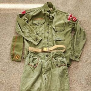 Boy Scout Uniform, pants and shorts and shirts. Vintage 1963-64